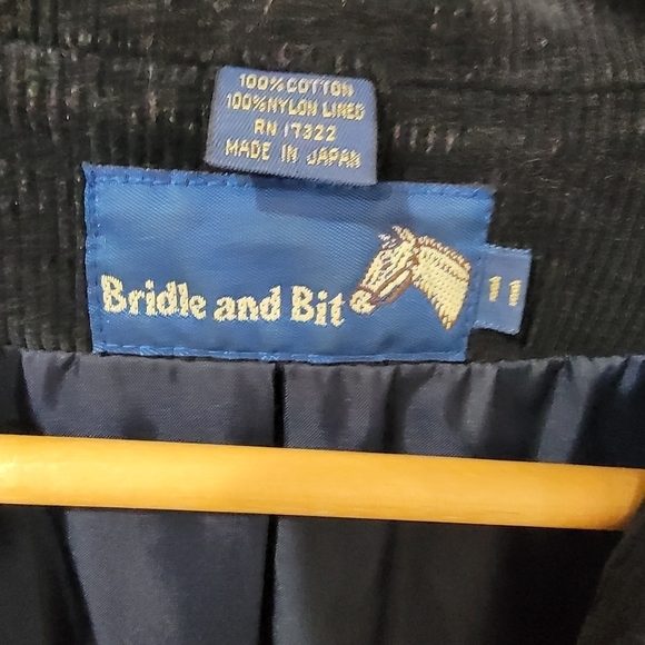 Bridle and Bit Corduroy Jacket Dark Blue Riding Size 11 - Picture 4 of 16